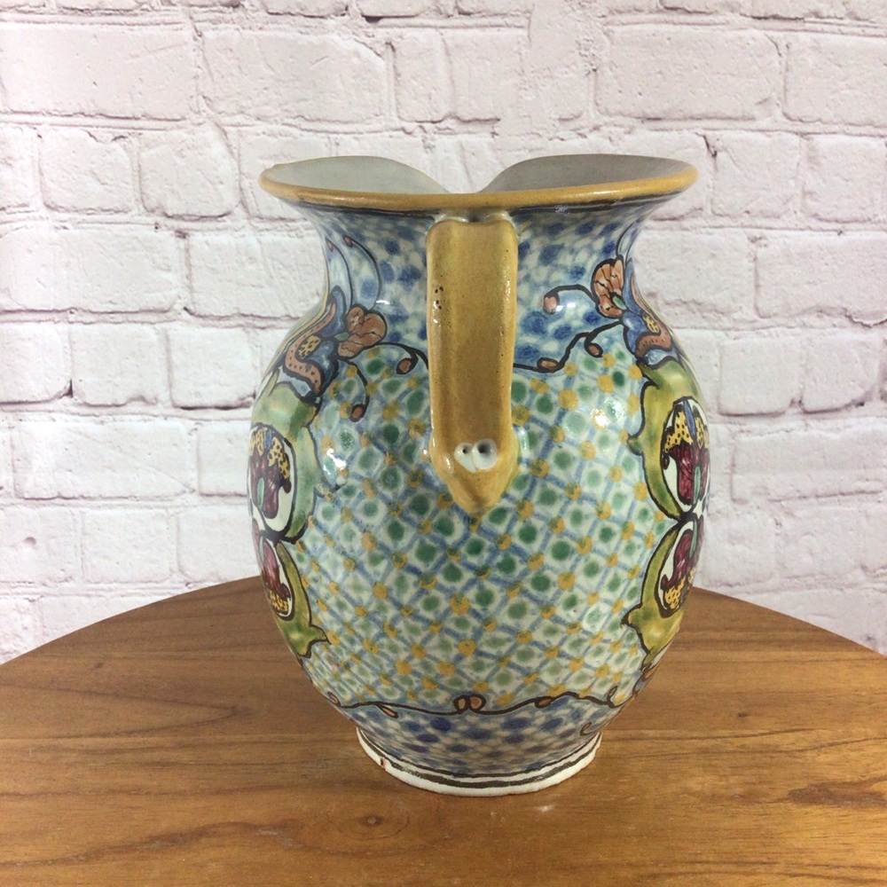 Vintage Hand Painted Mexican Traveler Water Pitcher Artist Signed T. De La Reyna - Picture 4 of 8